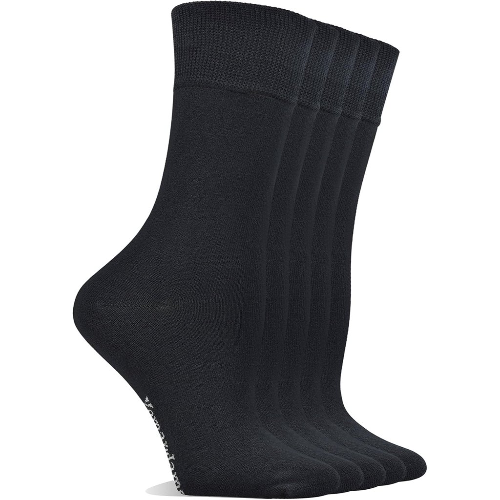 Women's Best Seamless Crew Dress Black Socks,5 Pairs L Size